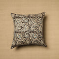  Black Block Print Cotton Kalamkari Cushion Cover