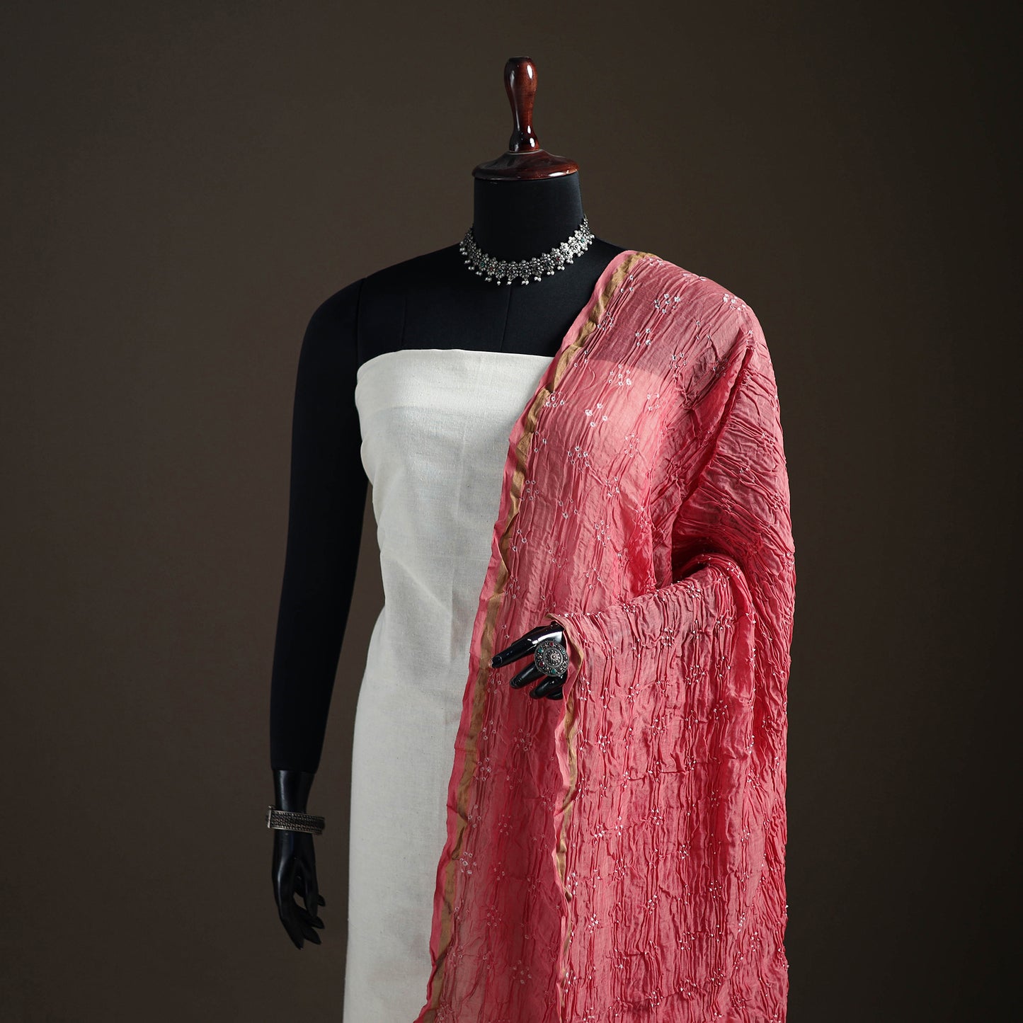 Kutch Bandhani Dupatta in Chanderi Silk 04