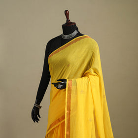 Yellow - handloom cotton zari buti phulia jamdani saree 06
