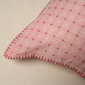 Pink Jacquard Cotton Hand Embroidery Cushion Cover (16 x 16 in) 10