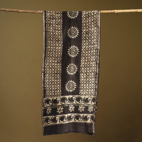 Brown - Pipad Hand Block Print Natural Dyed Chanderi Silk Handloom Stole 51