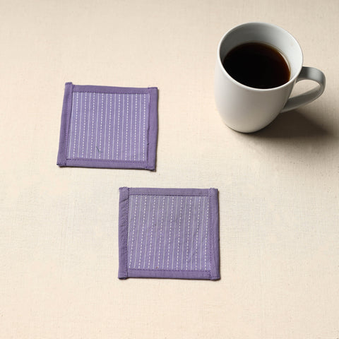 Purple Handmade Cotton Coasters (Set of 2)