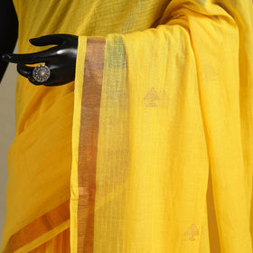 Yellow - handloom cotton zari buti phulia jamdani saree 06