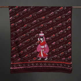 Maroon - cotton hand batik dupatta 47 - handcrafted