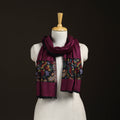 Purple - Plain Modal Silk Stole with Woven Border for Women 05