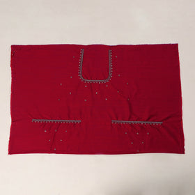 Red - zardozi hand embroidery slub silk plain blouse piece