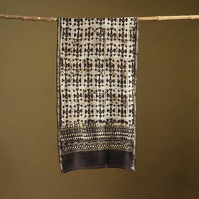 Brown - Pipad Hand Block Print Natural Dyed Chanderi Silk Handloom Stole 52