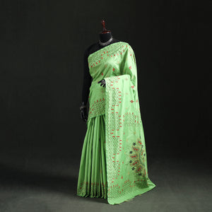 Green - Hand Embroidered Silk Saree 37