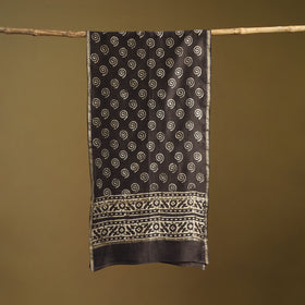 Brown - Pipad Hand Block Print Natural Dyed Chanderi Silk Handloom Stole 54