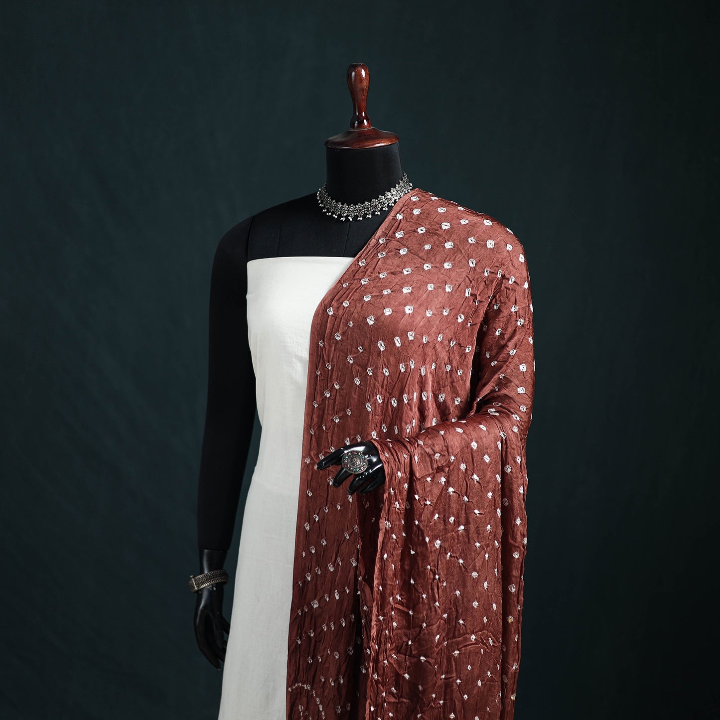 Kutch Lagdi Patta Border Modal Silk Bandhani Dupatta 11