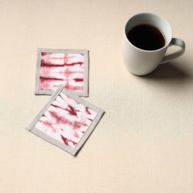 Red Handmade Cotton Coasters (Set of 2)