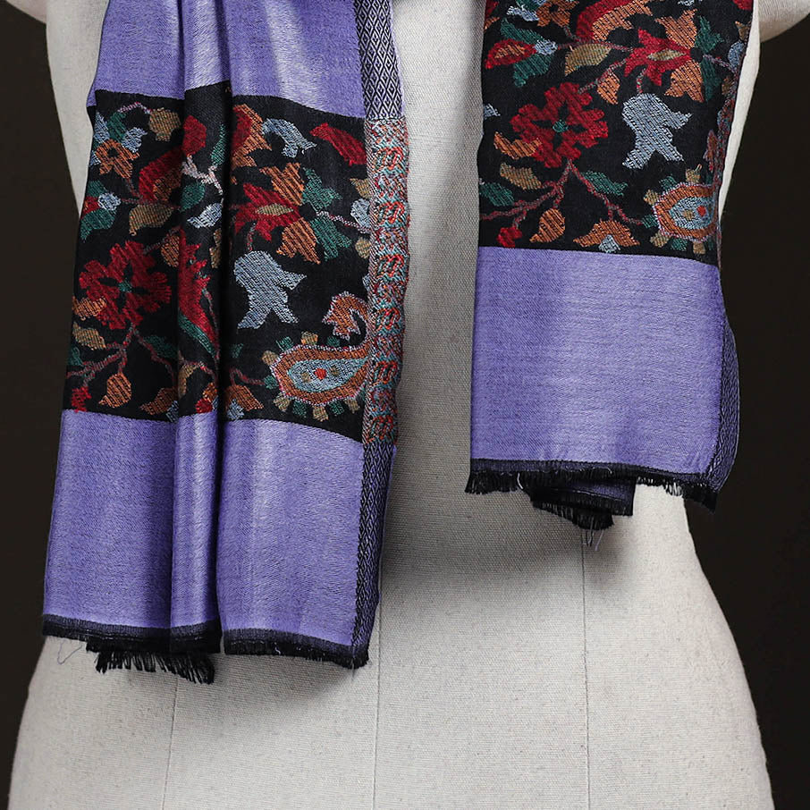Plain Modal Silk Stole with Woven Border for Women 06