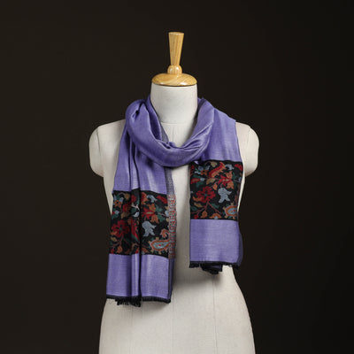 Plain Modal Silk Stole with Woven Border for Women 06