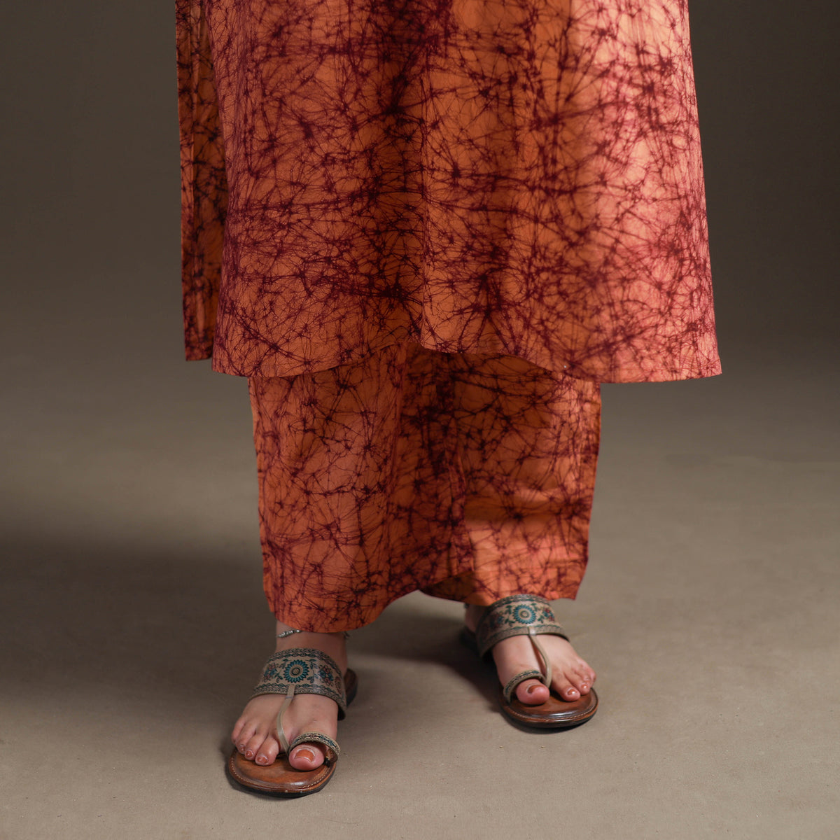 Hand Batik Print Cotton Straight Kurta with Palazzo Set for women 16