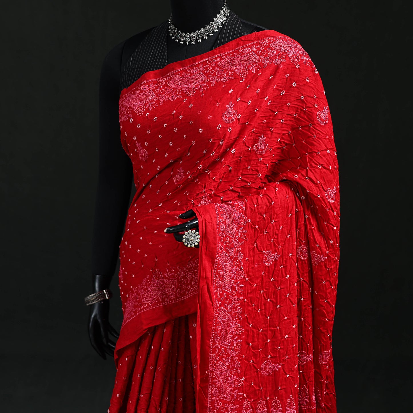 Kutch Bandhani Tie-Dye Cotton Saree 04