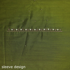 Green - zardozi hand embroidery slub silk plain blouse