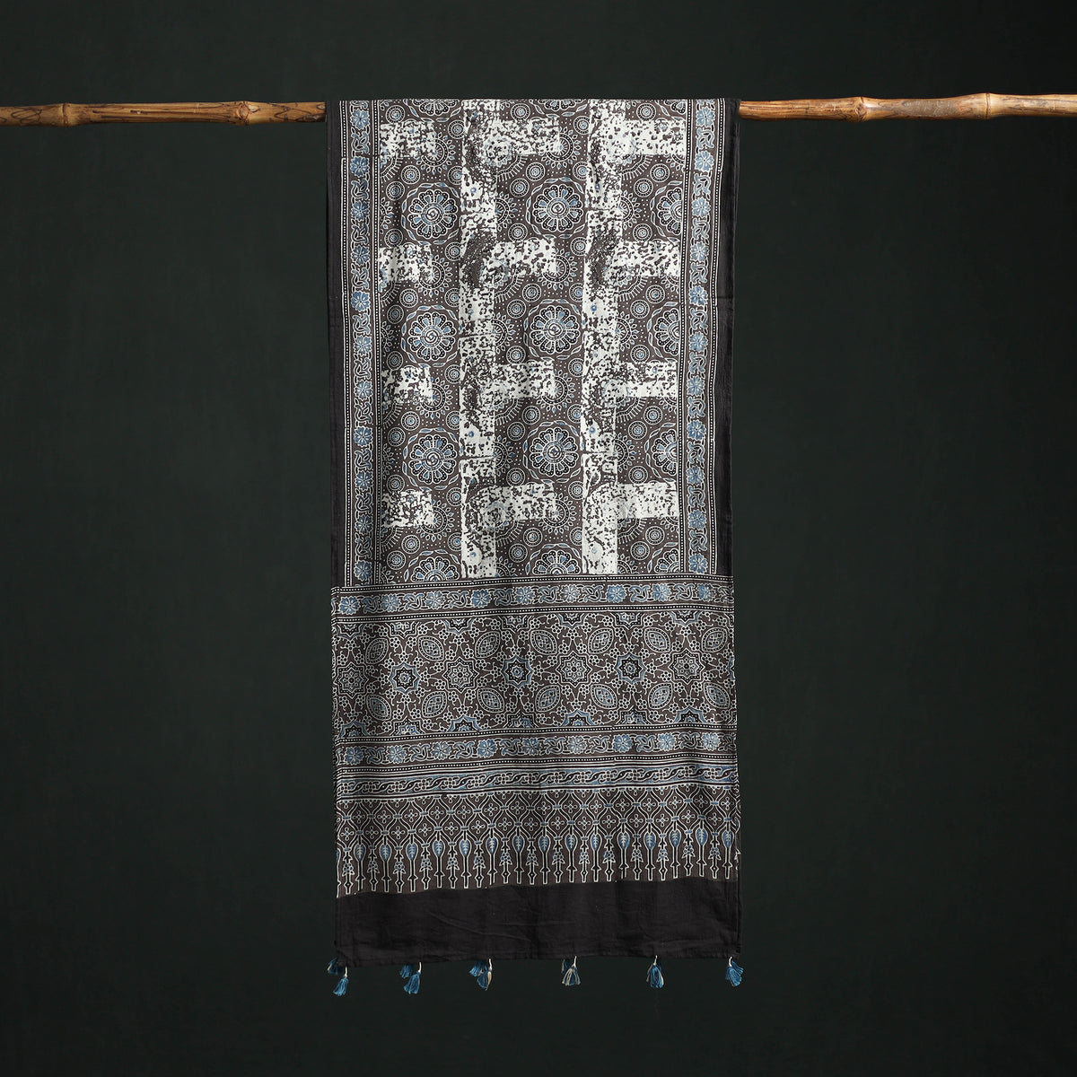 Pure Mul Cotton Ajrakh Hand Block Print Natural Dyed Stole 13