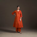 Hand Batik Print Cotton A-Line Kurta with Palazzo Set for women 03