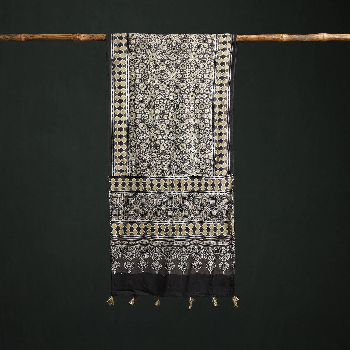 Pure Mul Cotton Ajrakh Hand Block Print Natural Dyed Stole 11