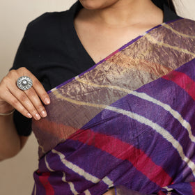 Buy Leheriya Tie-Dye Tussar Silk Handloom Saree Online l iTokri.com