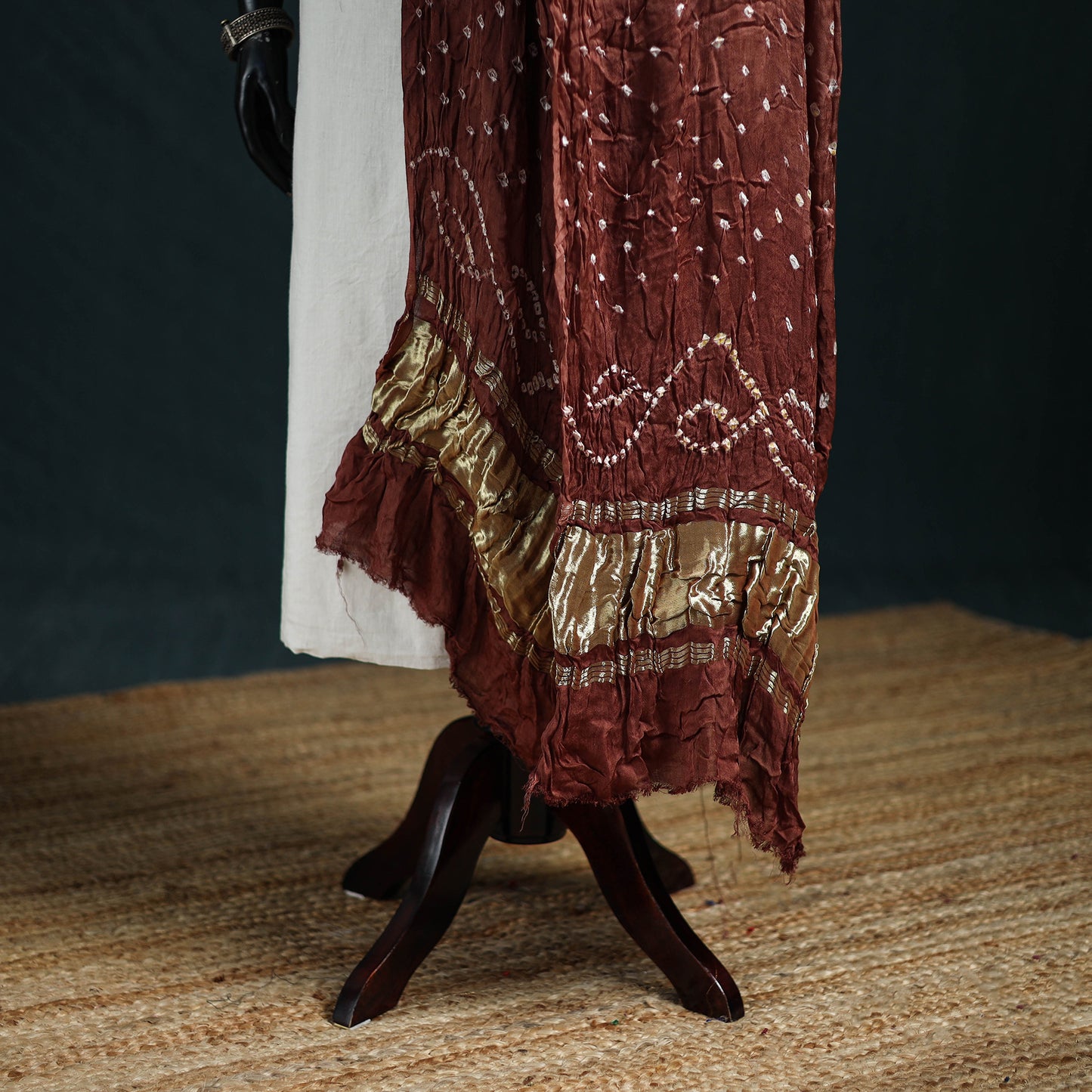 Kutch Lagdi Patta Border Modal Silk Bandhani Dupatta 11