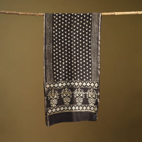 Brown - Pipad Hand Block Print Natural Dyed Chanderi Silk Handloom Stole 56
