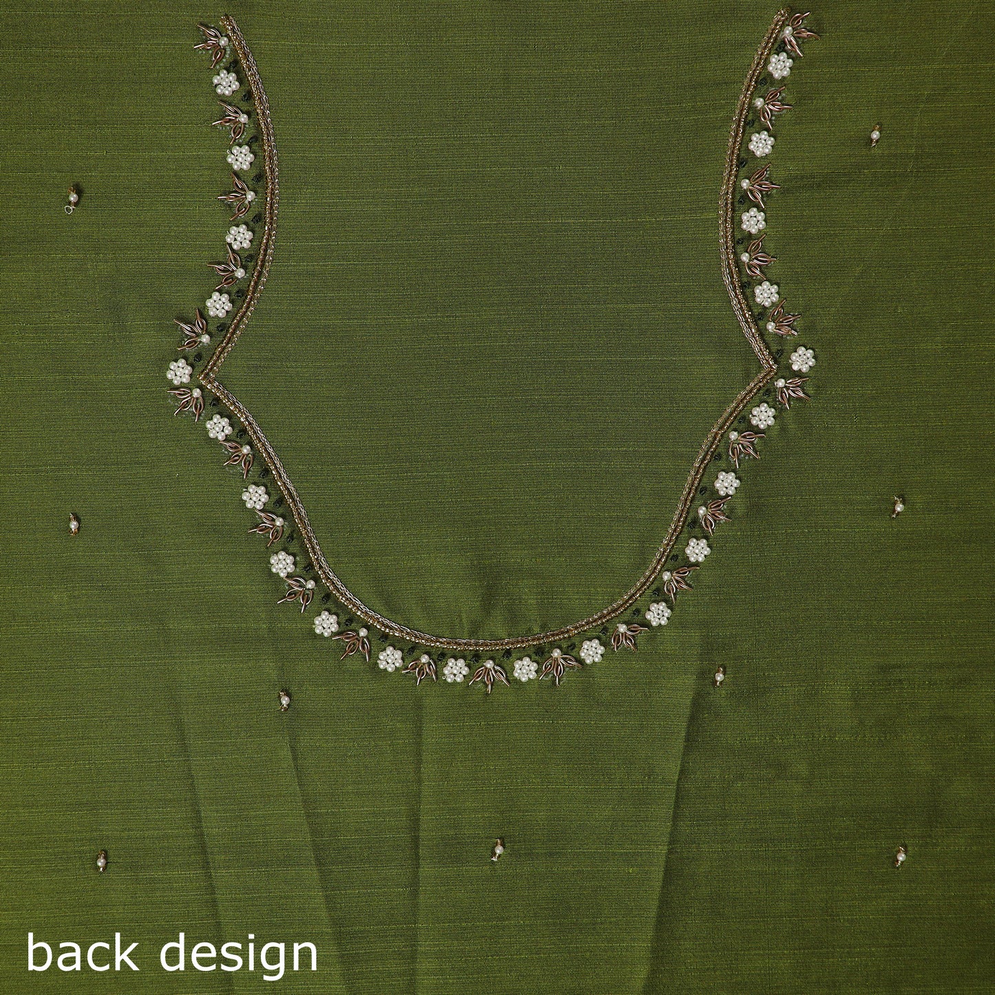 Green - zardozi hand embroidery slub silk plain blouse