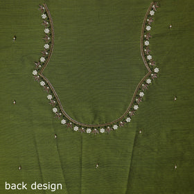 Green - zardozi hand embroidery slub silk plain blouse