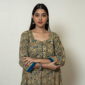 Buy Hand Block Print Cotton A-Line Kalamkari Kurta For Women