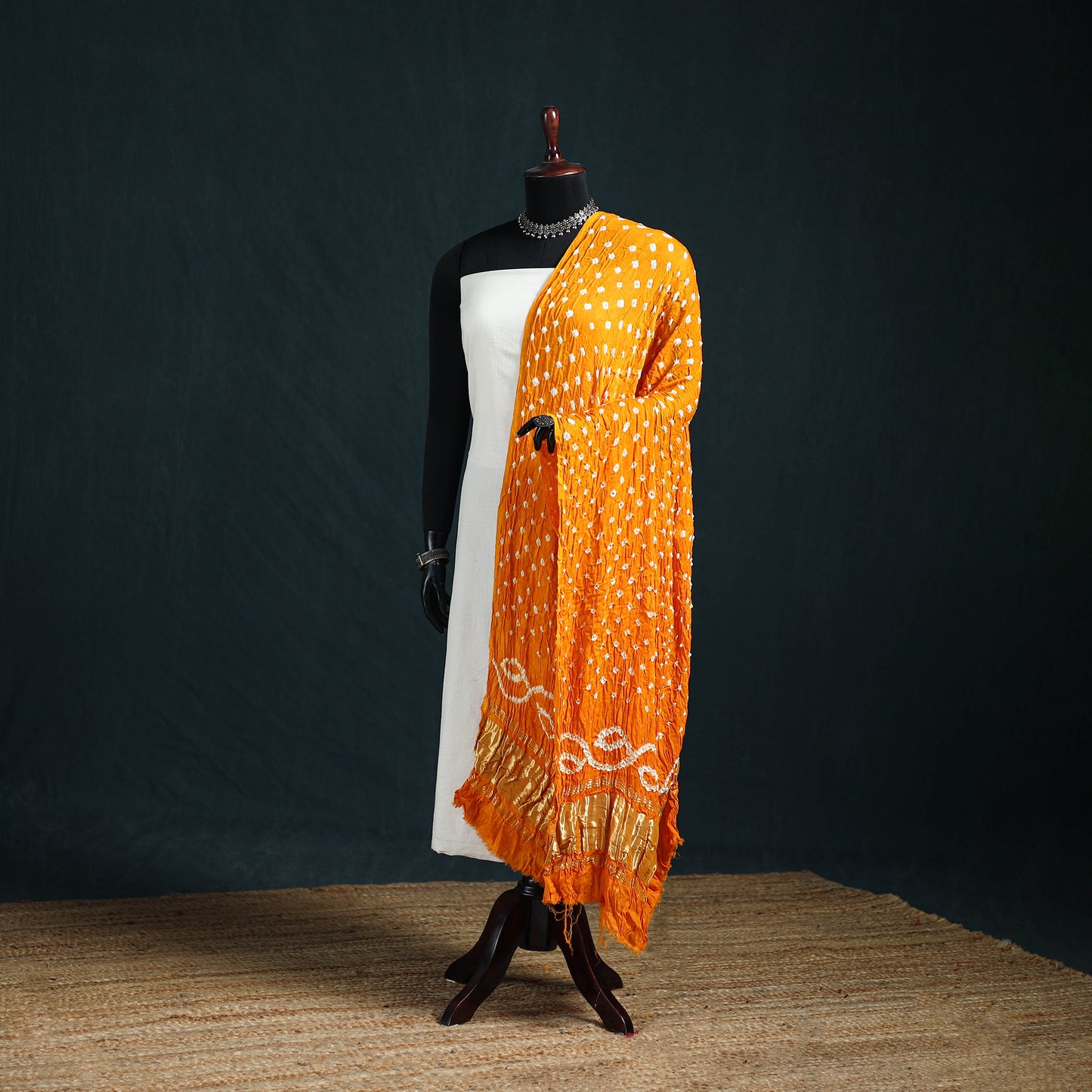 Kutch Lagdi Patta Border Modal Silk Bandhani Dupatta 12