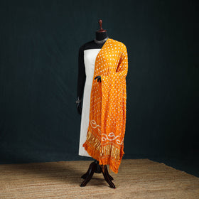 Kutch Lagdi Patta Border Modal Silk Bandhani Dupatta 12