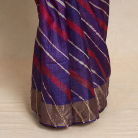 Buy Leheriya Tie-Dye Tussar Silk Handloom Saree Online l iTokri.com