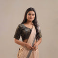 Brown - Velvet Natural Dyed Ajrakh Print Blouse 09