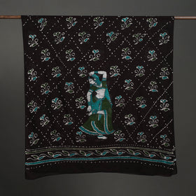 Brown - cotton hand batik dupatta 40 - handcrafted