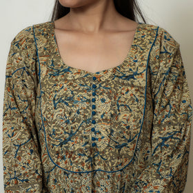 Buy Hand Block Print Cotton A-Line Kalamkari Kurta For Women