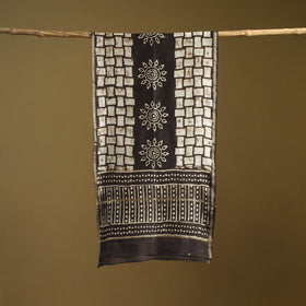 Brown - Pipad Hand Block Print Natural Dyed Chanderi Silk Handloom Stole 58