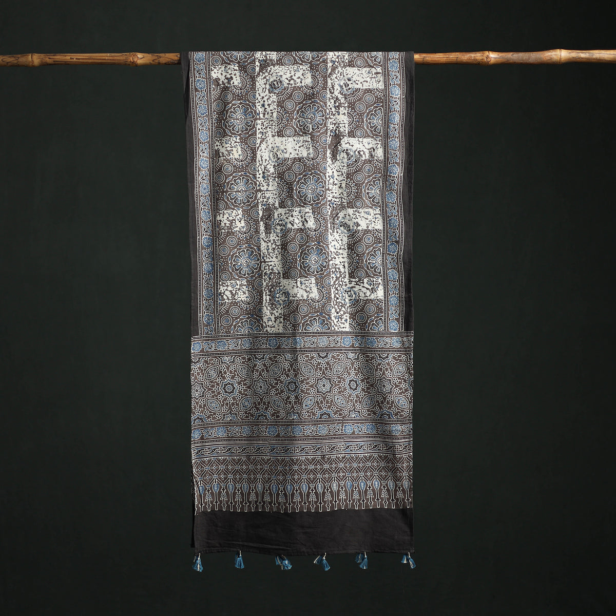 Pure Cotton Ajrakh Hand Block Print Natural Dyed Stole 09