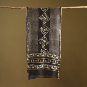 Brown - Pipad Hand Block Print Natural Dyed Chanderi Silk Handloom Stole 59