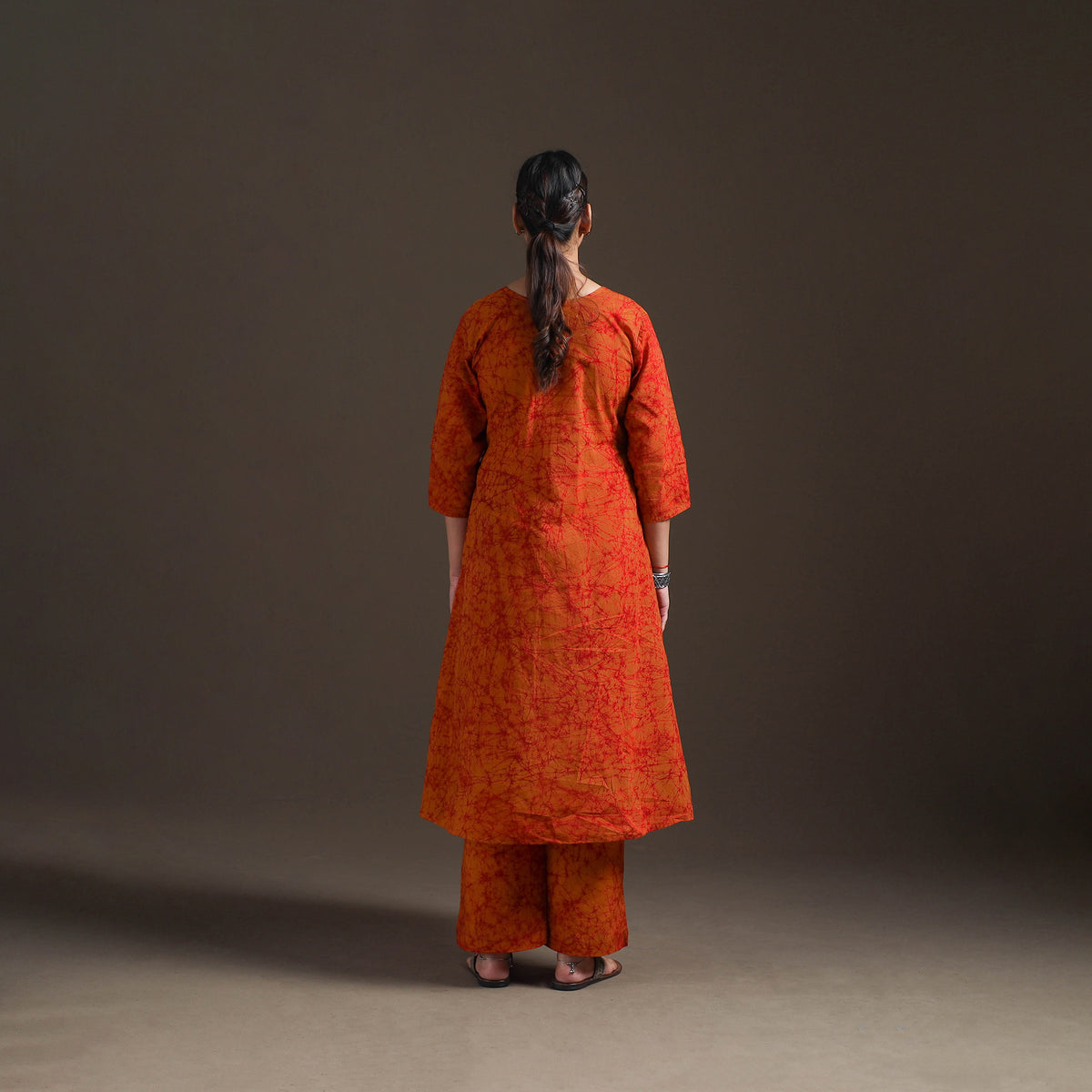 Hand Batik Print Cotton A-Line Kurta with Palazzo Set for women 03