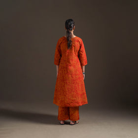 Hand Batik Print Cotton A-Line Kurta with Palazzo Set for women 03