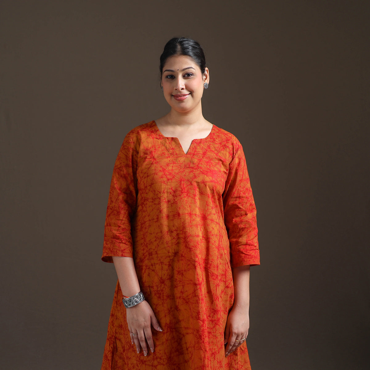 Hand Batik Print Cotton A-Line Kurta with Palazzo Set for women 03