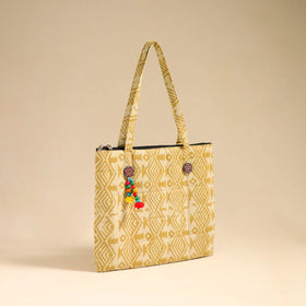  Yellow Handcrafted Quilted Cotton Handbag 
