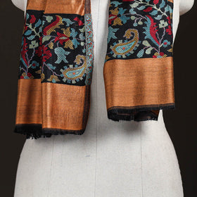 Plain Modal Silk Stole with Woven Border for Women 07