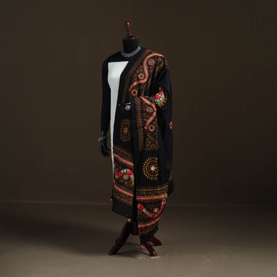 Kutch Hand Embroidered Mirror Work Printed Cotton Dupatta 01