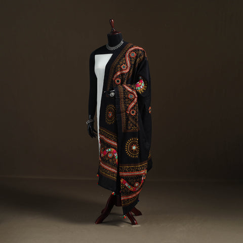 Kutch Hand Embroidered Mirror Work Printed Cotton Dupatta 01