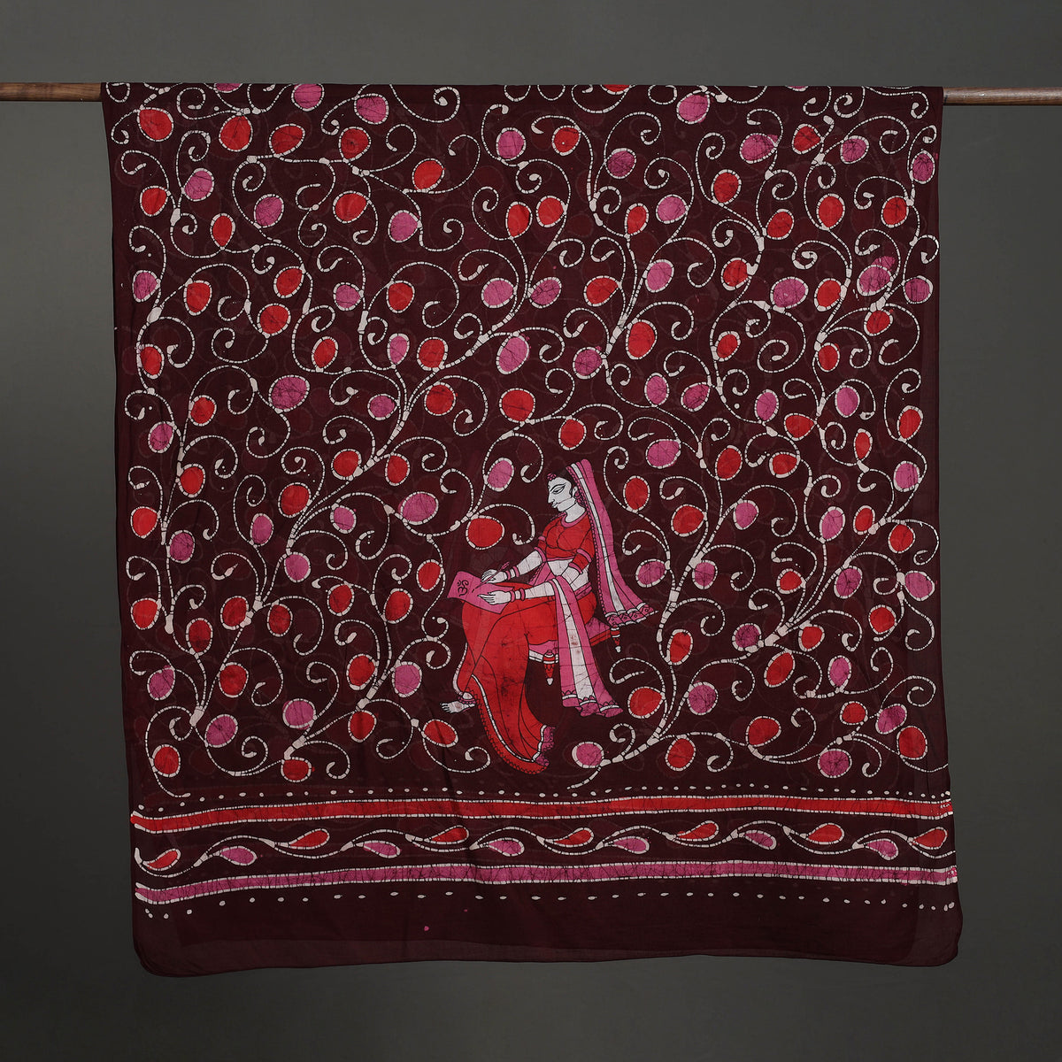 Maroon - Cotton Hand Batik Print Dupatta 36