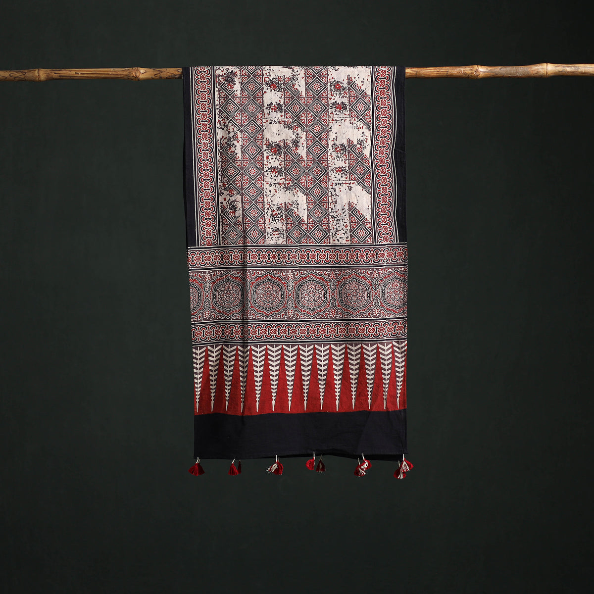 Pure Cotton Ajrakh Hand Block Print Natural Dyed Stole 05