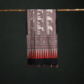 Pure Cotton Ajrakh Hand Block Print Natural Dyed Stole 05