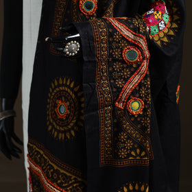 Kutch Hand Embroidered Mirror Work Printed Cotton Dupatta 01
