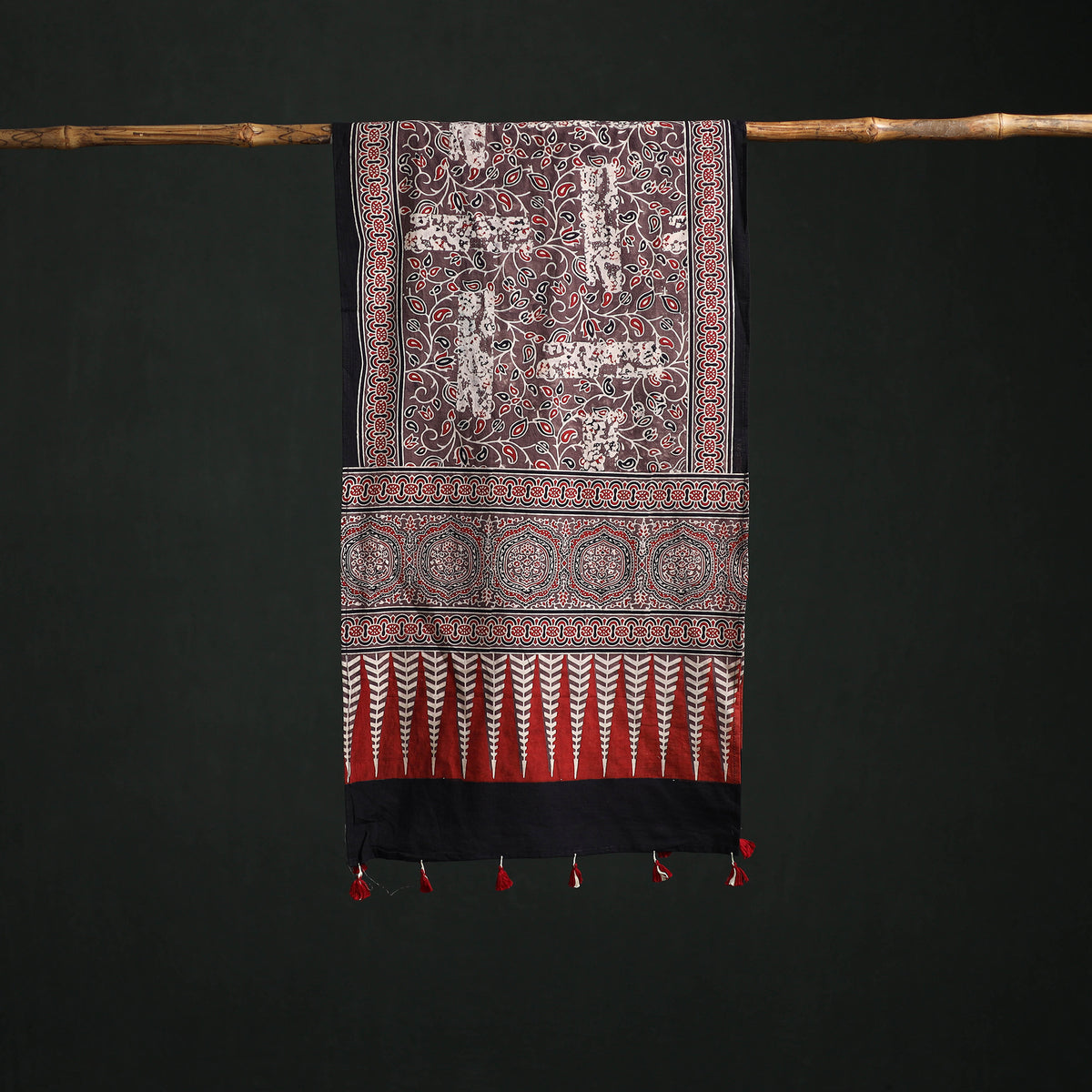 Pure Cotton Ajrakh Hand Block Print Natural Dyed Stole 03